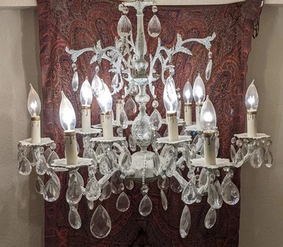 Lámpara de araña vintage de latón 6 brazos 12 luces Foto 1 de 4