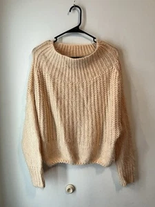 Suéter Ebby And I Pestañas Suaves Ojos Cuello Barco Manga Larga Salmón Rosa Med - Imagen 1 de 4