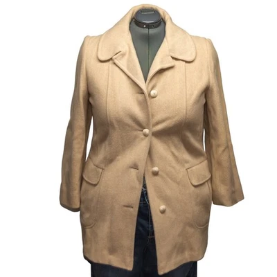 Abrigo de invierno vintage de lana pura para mujer L/XL HERMAN KAY hecho en EE. UU. Foto 1 de 4