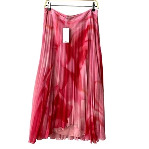 Falda Midi Plisada Mango Tulipán Ombre Mujer L Rosa Acordeón Tela Italiana Nueva con Etiquetas - Imagen 1 de 10