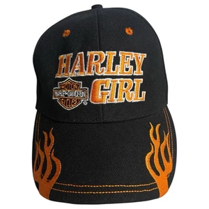 Gorra Harley Davidson Strapback Harley Girl Flames negra naranja bordada - Imagen 1 de 8