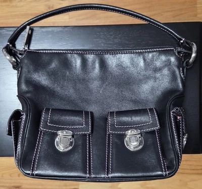 Marc Jacobs Collection 'Blake' Black Multi-Pocket Hobo Bag Pink Stitching READ  - Image 1 of 4