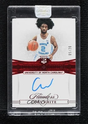 2019 Flawless Collegiate Rookie Gems Signatures Ruby /20 Coby White #108 Auto RC - Image 1 of 2