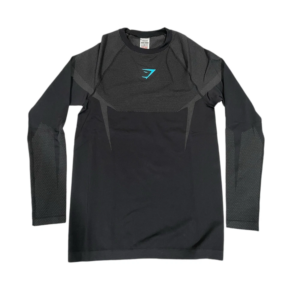 Gymshark Ony.0 Seamless Long Sleeve-Black/Onyx Grey MEDIUM IN HAND