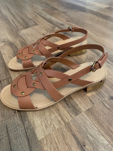 Nuovi sandali Tod’s cognac borchie oro metallo tacco rinforzato tg 36 marrone