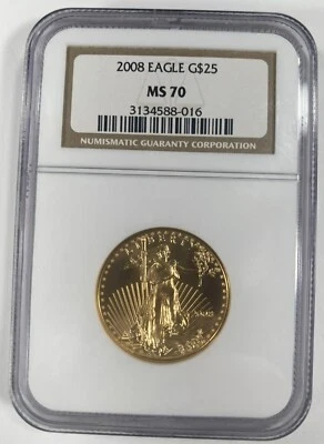 2008 G$25 1/2 Oz. Gold American Eagle Graded by NGC as MS-70 - Image 1 of 4
