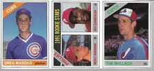 1991 BASEBALL CARD MAGAZINE 3 CARD CUTOUT GREG MADDUX / PHILLIES RC /TIM WALLACH