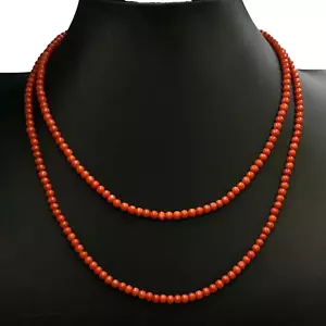 COLLANA LUNGA VINTAGE CORALLO NATURALE CHIUSURA IN ARGENTO 925 MADE IN ITALY - Foto 1 di 10