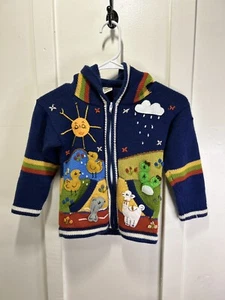 Kids Peruvian Handmade Sweater Farm Scene Size 4/5 See Measurements - Picture 1 of 9