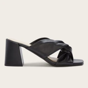 Everlane The Day Twist Heel Womens 10.5 Slip On Black Leather Block Heel Mule - Picture 1 of 15