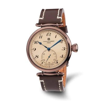 Reloj Hombre Charles Hubert IP Marrón Correa Cuero Inoxidable 46mm Foto 1 de 4
