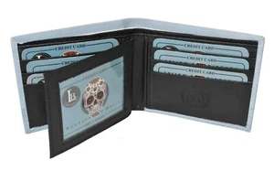 Leatherboss Men Bifold Exotic Wallet Sugar Skull with printed gift box - Picture 1 of 7