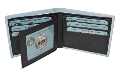 Leatherboss Men Bifold Exotic Wallet Sugar Skull with printed gift box - Image 1 of 4