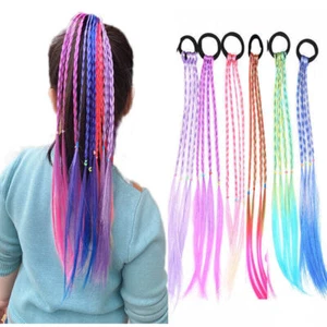 8x Haarteile Twist Braid mit elastischem Seilband für Mädchen Bunte Haarsträhnen - Bild 1 von 6