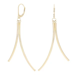 Italian 14k Yellow Gold Polished Infinity Dangle Earrings 2.7" - Picture 1 of 7