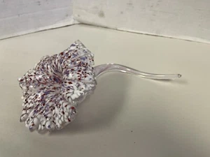 Vintage mundgeblasen Kunstglas Blumenstiel rot weiß blau Calla Lilie - Bild 1 von 10