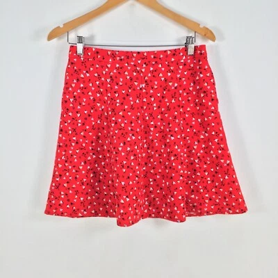 NAF NAF Mujer Falda Talla 38 Aus 10 Rojo Geométrico Línea A Cremallera 058798 Foto 1 de 4