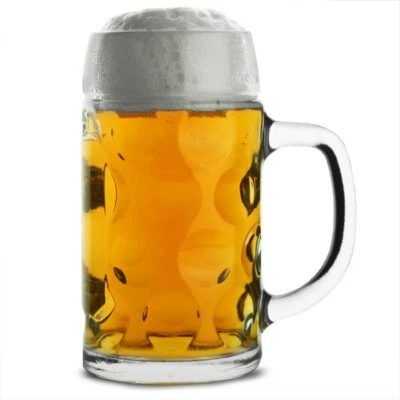 STOELZLE German Beer Stein 500ml - Glass Beer Tankard Handled Beer Mug
