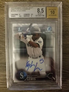 2016 BOWMAN CHROME KYLE LEWIS AUTO RC ROOKIE NEAR MINT 8.5 BGS BECKETT - Picture 1 of 7