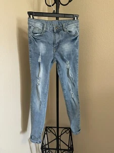 SHEIN Skinny Distressed Jeans Kids Size 9Y Light Wash Jeans - Picture 1 of 6
