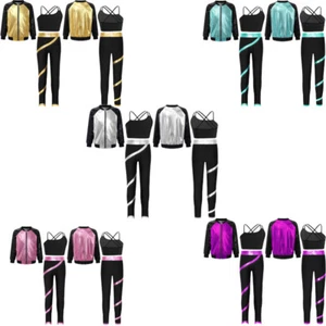 Kids Girls Outfit Modern Set Long Sleeve Suit Dance Swimwear Jacket Costume - Picture 1 of 47