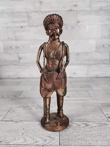 Vintage Tribal Man Brass or Copper 7.25” Statue Figure Exotic Art India Hindu? - Picture 1 of 13