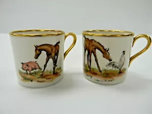 Tazas de China raras vintage firmadas por Cyril Gorainoff. Juego de dos. - Imagen 1 de 9