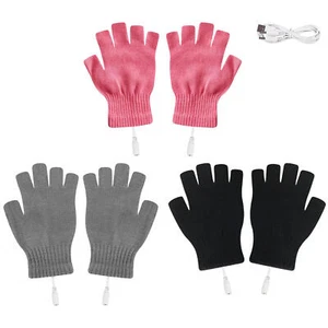 USB Heating Gloves Fingerless Winter Mittens Constant Temperature Hand Protector - Picture 1 of 15