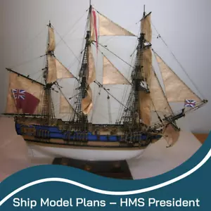 HMS President Wooden Ship Model Draft Plans | 2 Tif Files | DIGITAL PLANS - Picture 1 of 8