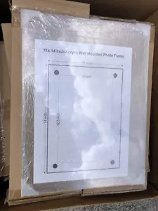 Clear Acrylic Wall Mount Floating Frameless Double Panel Picture Frame 11x14 VC9 - Picture 1 of 4