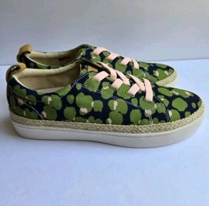 Spenco Malibu Womens Sz 12 Canvas Slip On Orthotic Sneakers Navy Green Pink Jute - Picture 1 of 14