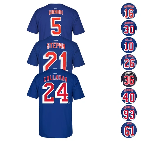New York Rangers NHL Reebok Player Name & Number Premier Jersey T-Shirt Men's Cover