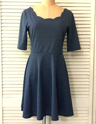 City Triangles Womens Dress Medium Navy Blue Polka Dot Short Sleeve Fit Flare - Image 1 of 4