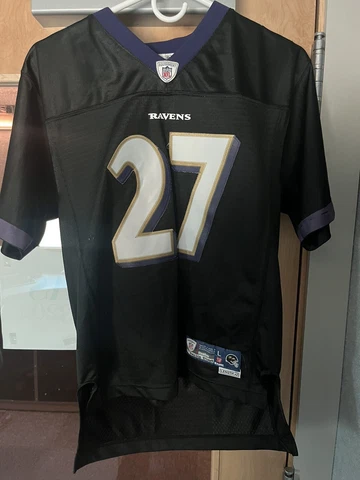 BALTIMORE RAVENS REEBOK RAY RICE #27 JERSEY - BLACK - STITCHED - YOUTH LARGE Cover