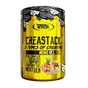 Real Pharm CREASTACK 420g polvere creatina creatina monoidrato TCM HCL - Foto 1 di 1