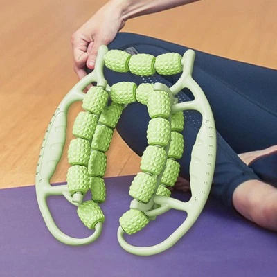 Rodillo de masaje de mano rodillo de relajación muscular masajeador para pantorrilla hombros cuello Foto 1 de 2