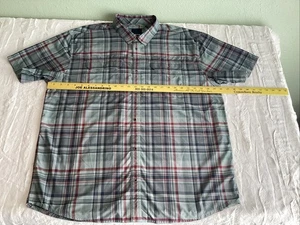 Prana Herren Kurzarm Performance Button Down blau grau kariert Arbeitshemd XXL - Bild 1 von 10