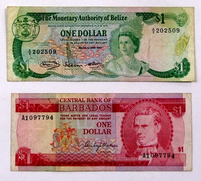Lot Belize & barbados !980,s 1 Dollar Circulated Banknote Collection - Image 1 of 2