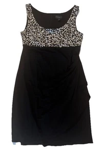 Collection Dressbarn Sleeveless Drape Dress Sequins Stretchy Back Zipper USA 14 - Picture 1 of 8