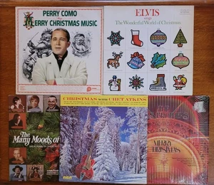 Christmas 5LP Lot Perry Como Elvis Chet Atkins Sinatra Sammy Bing Crosby Mills - Picture 1 of 11