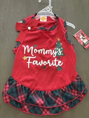 SIMPLY DOG RED "MOMMY'S FAVORITE" CHRISTMAS DRESS  Puppy/Dog - MEDIUM NWT - Image 1 of 2