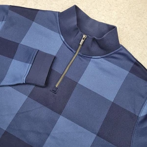 FootJoy Golf 1/4 Zip Pullover Herren Large blau kariert Sweater Performance Logo - Bild 1 von 13