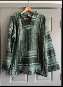 Vintage Stocus Gr. 46 XL 48 90s Mexican Drug Rug Baja Pullover Hoodie - Bild 1 von 6