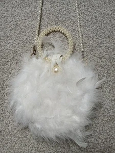 Handbag Purse New Feather Pearl Multi Handles Round Bag Cruise Club Wedding - Picture 1 of 12