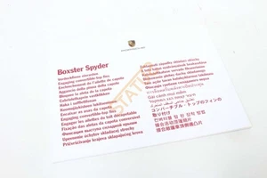 Porsche 718 Boxster Spyder Engaging Roof Booklet NEW WKD98180016 - Picture 1 of 6