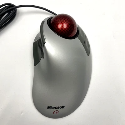 Microsoft Trackball Explorer 1.0 PS/2 Wired Optical Mouse Discontinued Tested - Image 1 of 4