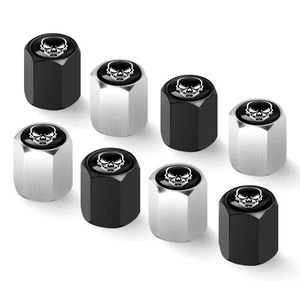 4X Skull Skeleton Flag Tyre Valve Dust Caps Car Wheel Tire Stem Cover Cap UK - Picture 1 of 4