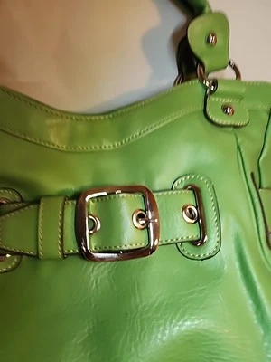 MONDANI OF NEW YORK MUJER Hobo BOLSO DE MANO CUERO VERDE MONEDERO 12×14  Foto 1 de 4