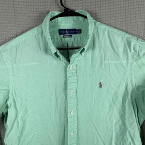 Ralph Lauren Shirt Mens Sz Large Green Button Up Pony Chambray Oxford Flesh Pony - Picture 1 of 8
