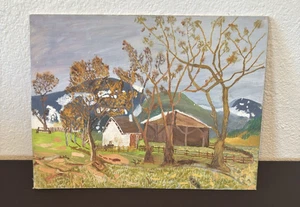 Malen nach Zahlen Gemälde Bauernhof Scheune Szene ungerahmt 16” x 12” Vintage - Bild 1 von 8